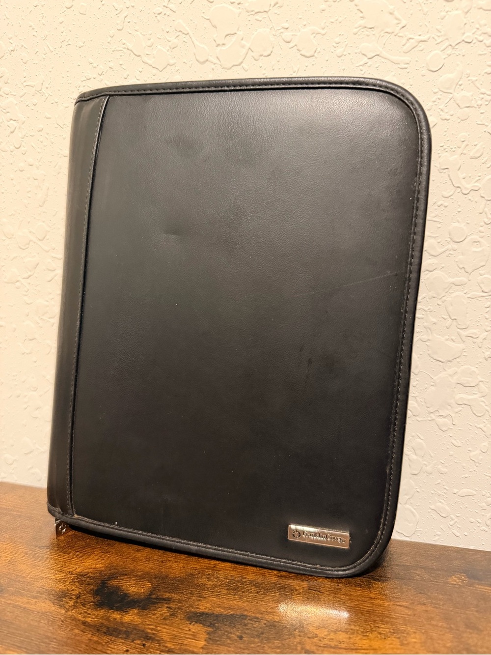 Franklin Covey 7 Ring Zip Black Leather Zip Planner Folio with Inserts